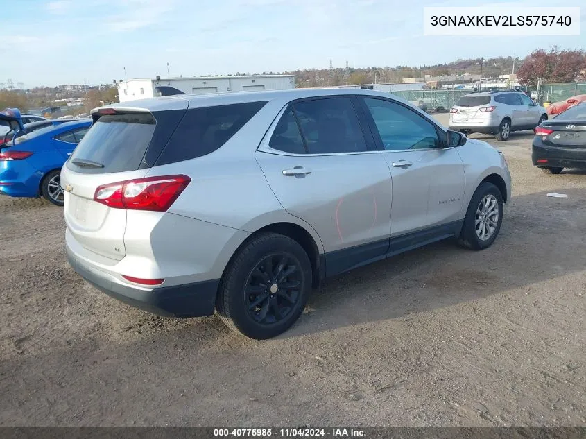 2020 Chevrolet Equinox Fwd Lt 1.5L Turbo VIN: 3GNAXKEV2LS575740 Lot: 40775985