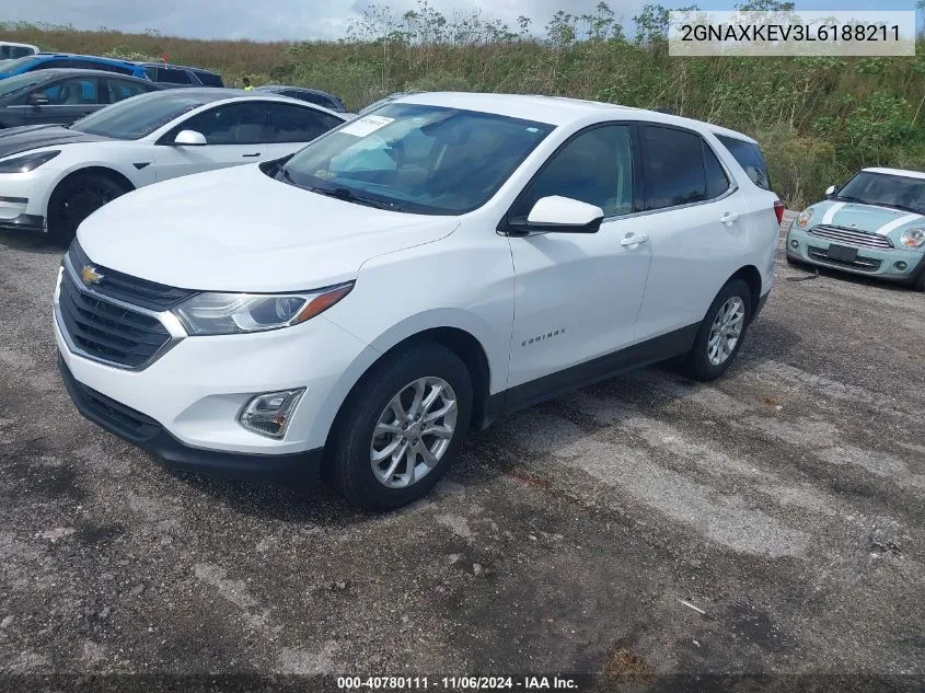 2020 Chevrolet Equinox Fwd Lt 1.5L Turbo VIN: 2GNAXKEV3L6188211 Lot: 40780111