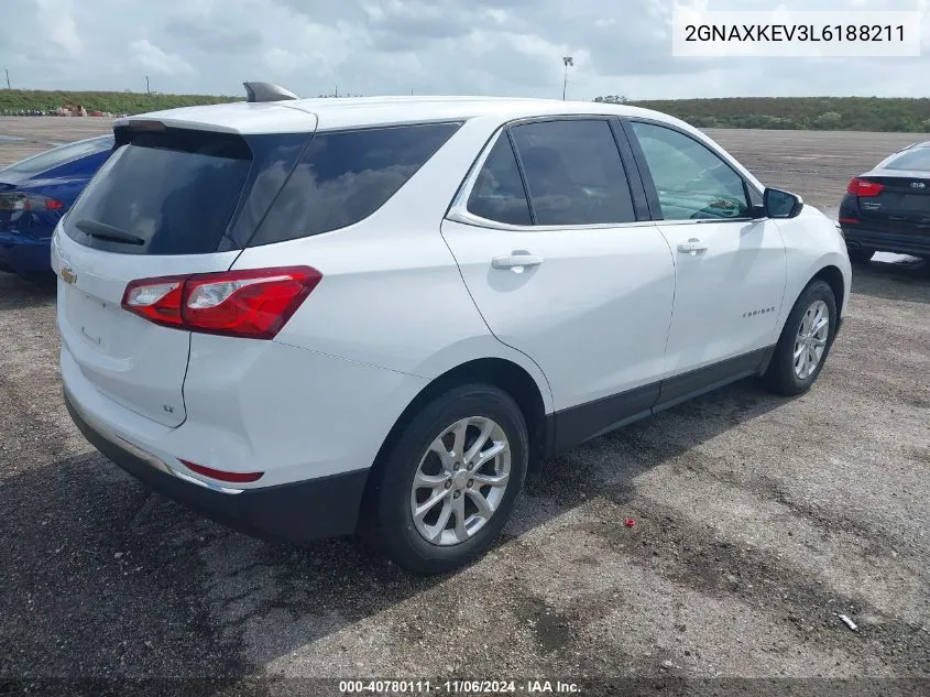 2020 Chevrolet Equinox Fwd Lt 1.5L Turbo VIN: 2GNAXKEV3L6188211 Lot: 40780111