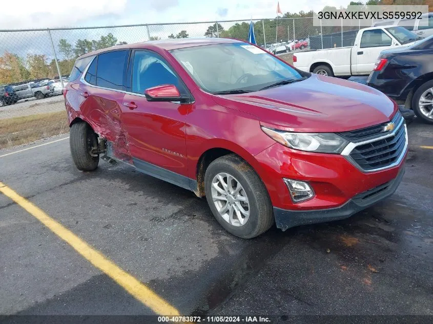 2020 Chevrolet Equinox Fwd Lt 1.5L Turbo VIN: 3GNAXKEVXLS559592 Lot: 40783872