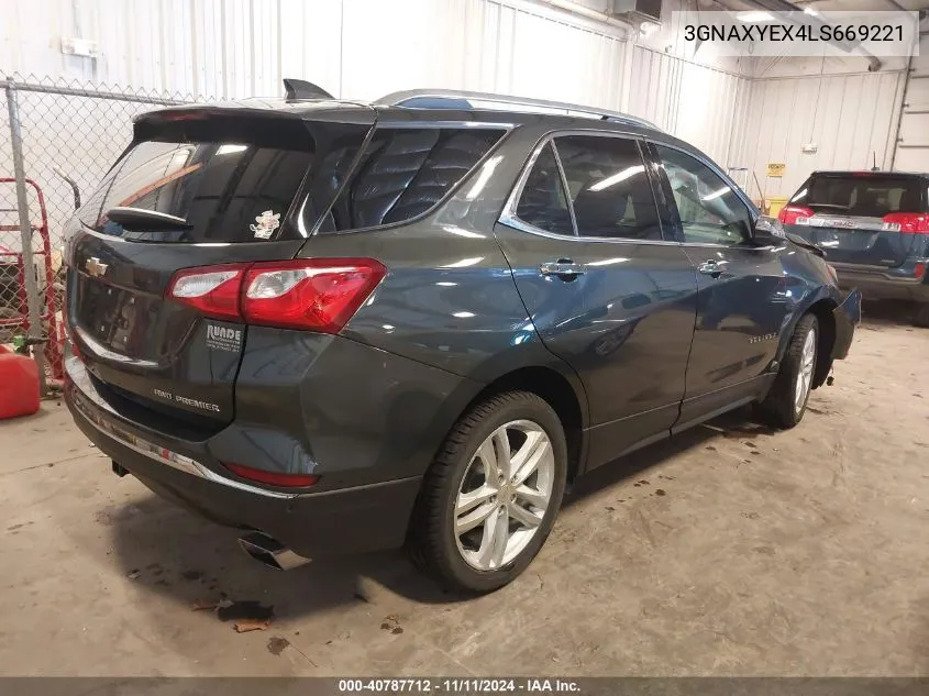 2020 Chevrolet Equinox Awd Premier 2.0L Turbo VIN: 3GNAXYEX4LS669221 Lot: 40787712