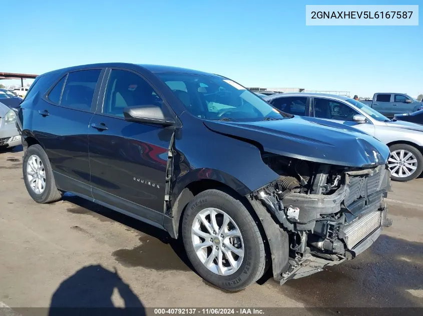 2020 Chevrolet Equinox Fwd Ls VIN: 2GNAXHEV5L6167587 Lot: 40792137