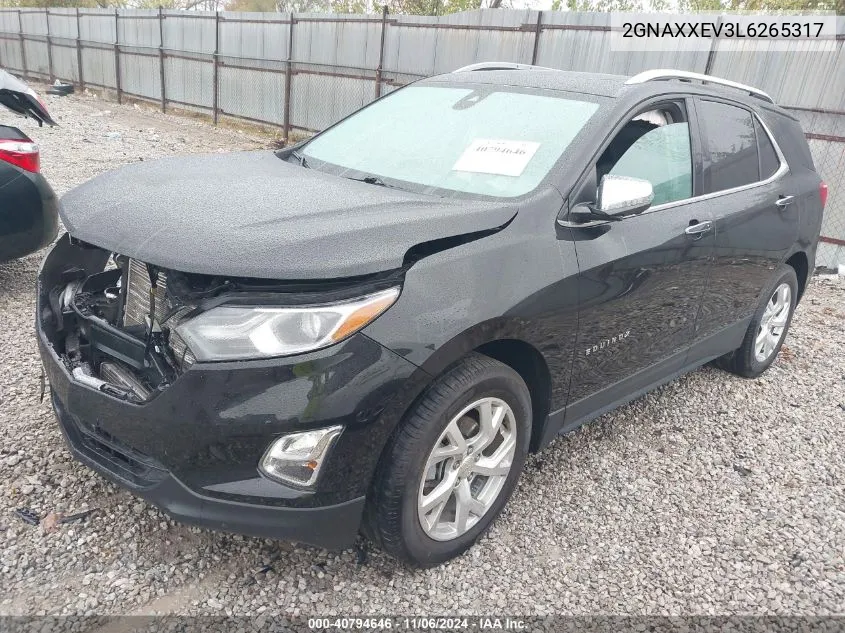 2020 Chevrolet Equinox Awd Premier 1.5L Turbo VIN: 2GNAXXEV3L6265317 Lot: 40794646