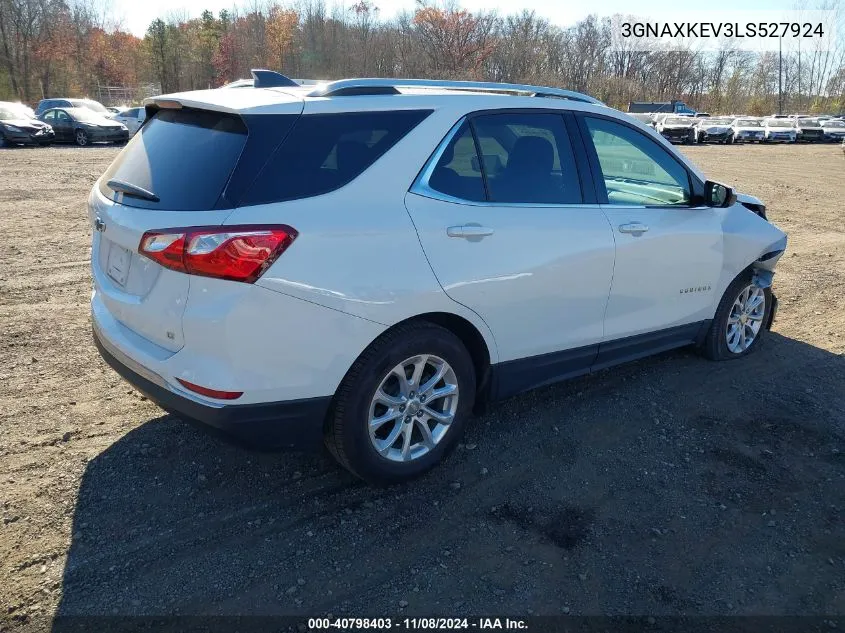 2020 Chevrolet Equinox Fwd Lt 1.5L Turbo VIN: 3GNAXKEV3LS527924 Lot: 40798403