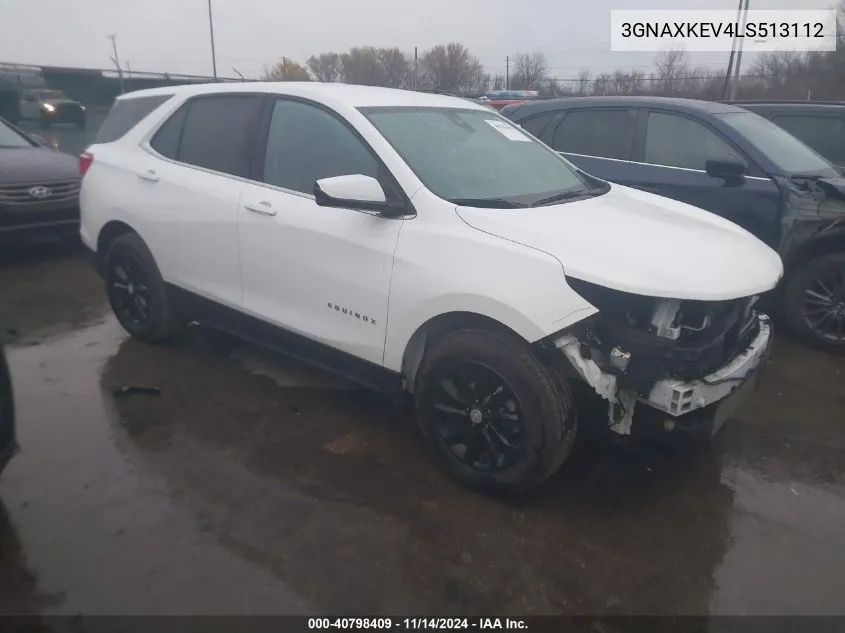 2020 Chevrolet Equinox Fwd Lt 1.5L Turbo VIN: 3GNAXKEV4LS513112 Lot: 40798409