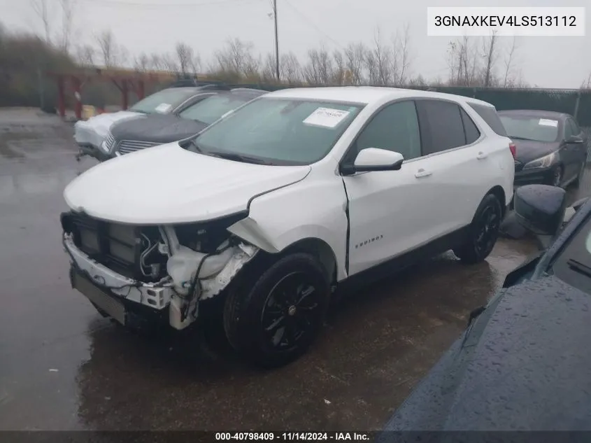 2020 Chevrolet Equinox Fwd Lt 1.5L Turbo VIN: 3GNAXKEV4LS513112 Lot: 40798409