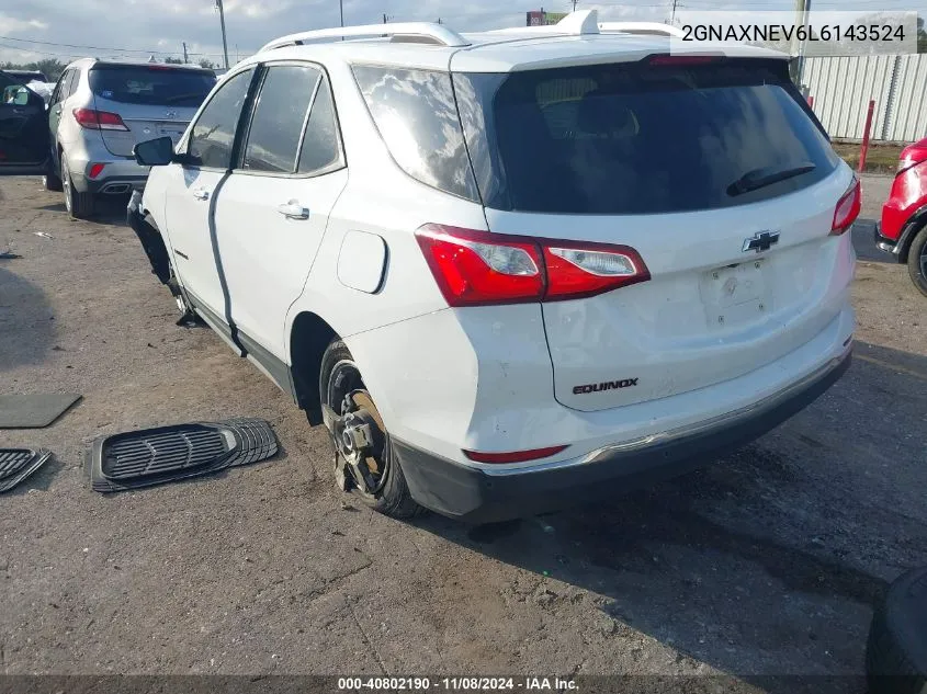 2020 Chevrolet Equinox Fwd Premier 1.5L Turbo VIN: 2GNAXNEV6L6143524 Lot: 40802190