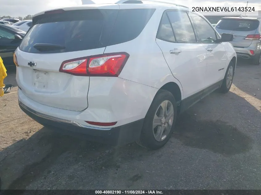 2020 Chevrolet Equinox Fwd Premier 1.5L Turbo VIN: 2GNAXNEV6L6143524 Lot: 40802190