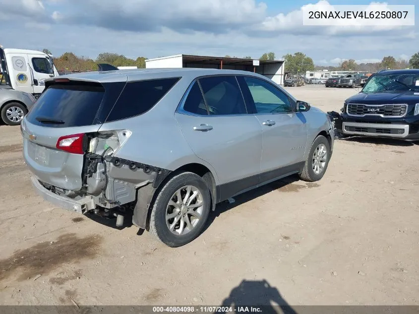 2020 Chevrolet Equinox Fwd 2Fl VIN: 2GNAXJEV4L6250807 Lot: 40804098