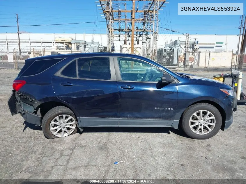 2020 Chevrolet Equinox Fwd Ls VIN: 3GNAXHEV4LS653924 Lot: 40809200