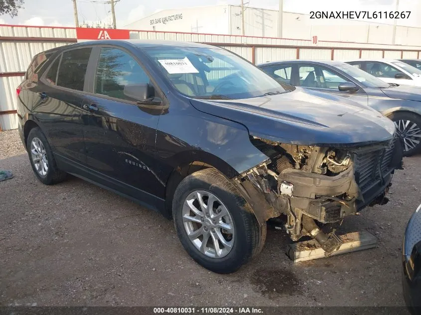 2020 Chevrolet Equinox Fwd Ls VIN: 2GNAXHEV7L6116267 Lot: 40810031