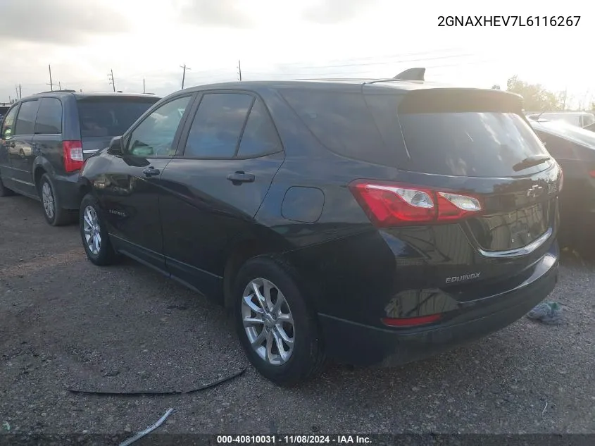 2020 Chevrolet Equinox Fwd Ls VIN: 2GNAXHEV7L6116267 Lot: 40810031