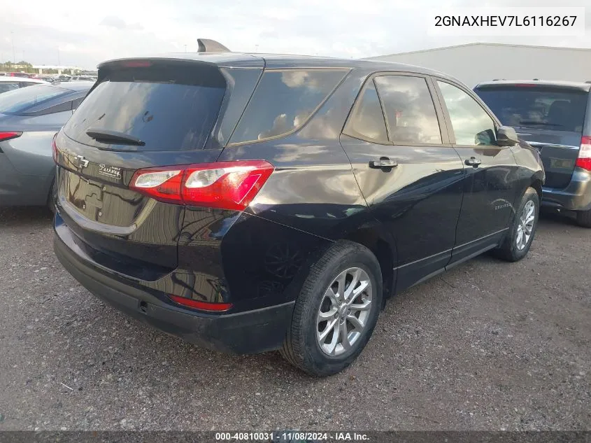 2020 Chevrolet Equinox Fwd Ls VIN: 2GNAXHEV7L6116267 Lot: 40810031