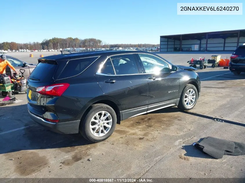 2020 Chevrolet Equinox Fwd Lt 1.5L Turbo VIN: 2GNAXKEV6L6240270 Lot: 40818587