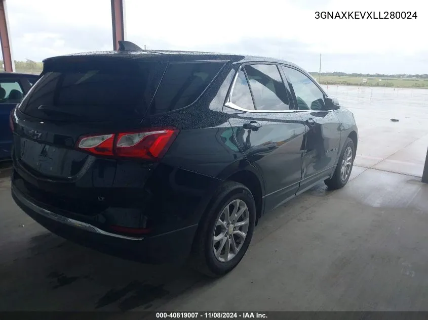 2020 Chevrolet Equinox Fwd Lt 1.5L Turbo VIN: 3GNAXKEVXLL280024 Lot: 40819007