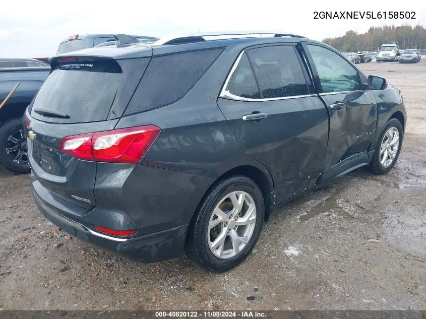 2020 Chevrolet Equinox Fwd Premier 1.5L Turbo VIN: 2GNAXNEV5L6158502 Lot: 40820122