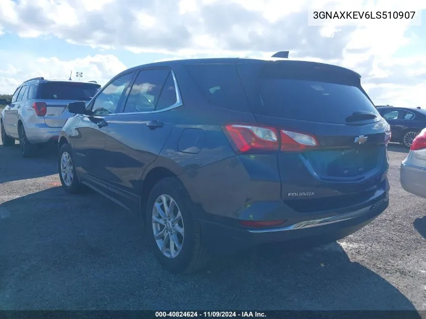 2020 Chevrolet Equinox Fwd Lt 1.5L Turbo VIN: 3GNAXKEV6LS510907 Lot: 40824624