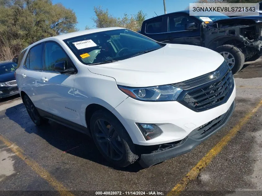 2020 Chevrolet Equinox Fwd Lt 1.5L Turbo VIN: 3GNAXKEV8LS721543 Lot: 40828072