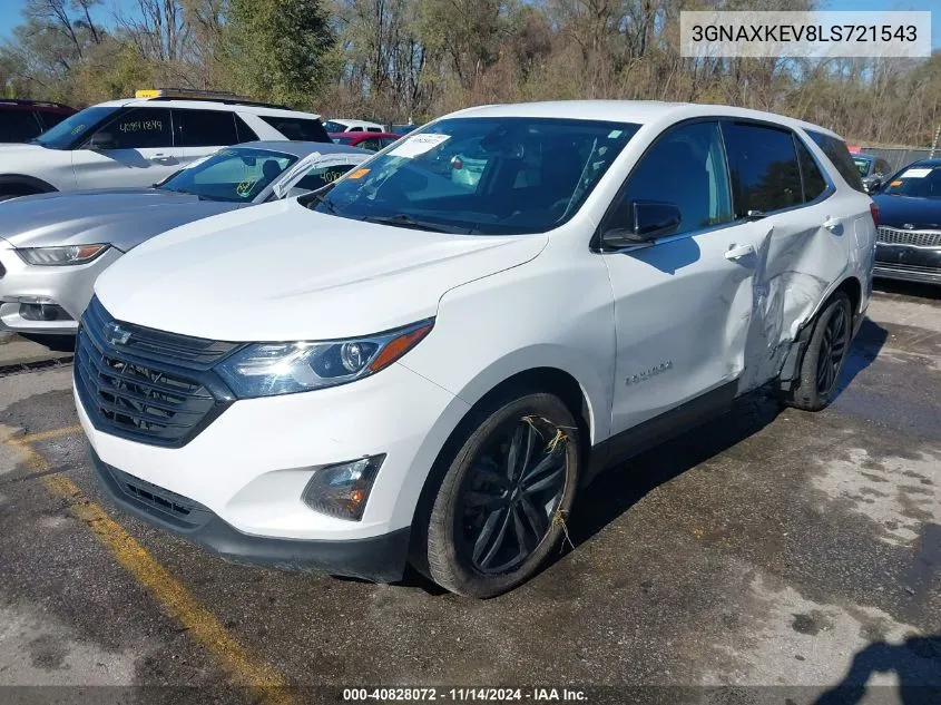 2020 Chevrolet Equinox Fwd Lt 1.5L Turbo VIN: 3GNAXKEV8LS721543 Lot: 40828072