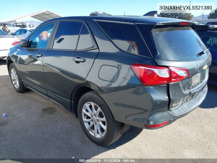 2020 Chevrolet Equinox Fwd Ls VIN: 3GNAXHEVXLS521380 Lot: 40830916