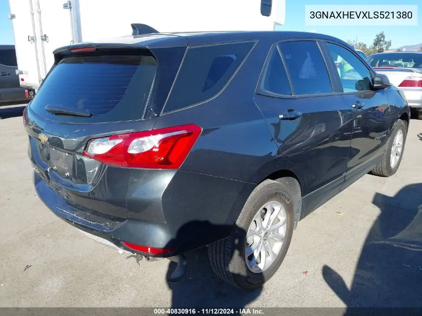 2020 Chevrolet Equinox Fwd Ls VIN: 3GNAXHEVXLS521380 Lot: 40830916