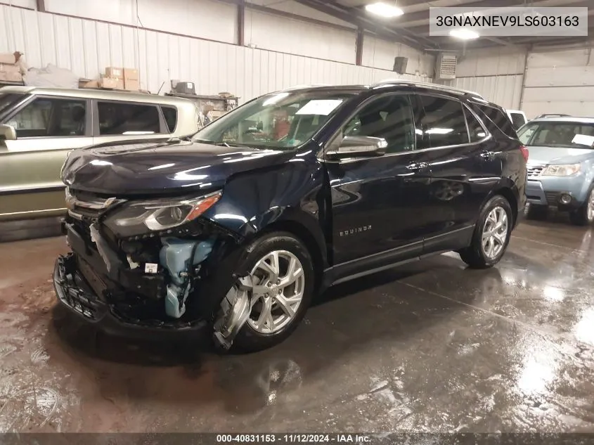 2020 Chevrolet Equinox Fwd Premier 1.5L Turbo VIN: 3GNAXNEV9LS603163 Lot: 40831153