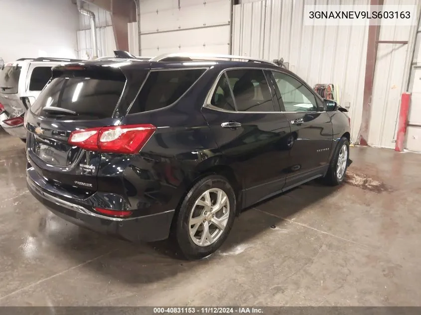 2020 Chevrolet Equinox Fwd Premier 1.5L Turbo VIN: 3GNAXNEV9LS603163 Lot: 40831153