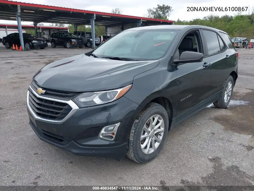 2020 Chevrolet Equinox Fwd Ls VIN: 2GNAXHEV6L6100867 Lot: 40834547