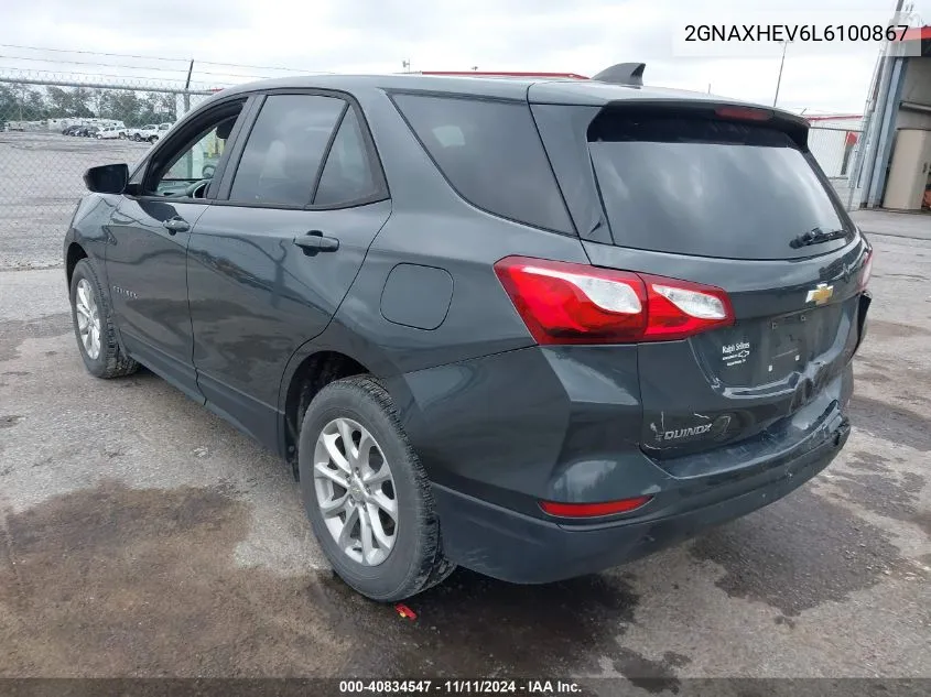 2020 Chevrolet Equinox Fwd Ls VIN: 2GNAXHEV6L6100867 Lot: 40834547