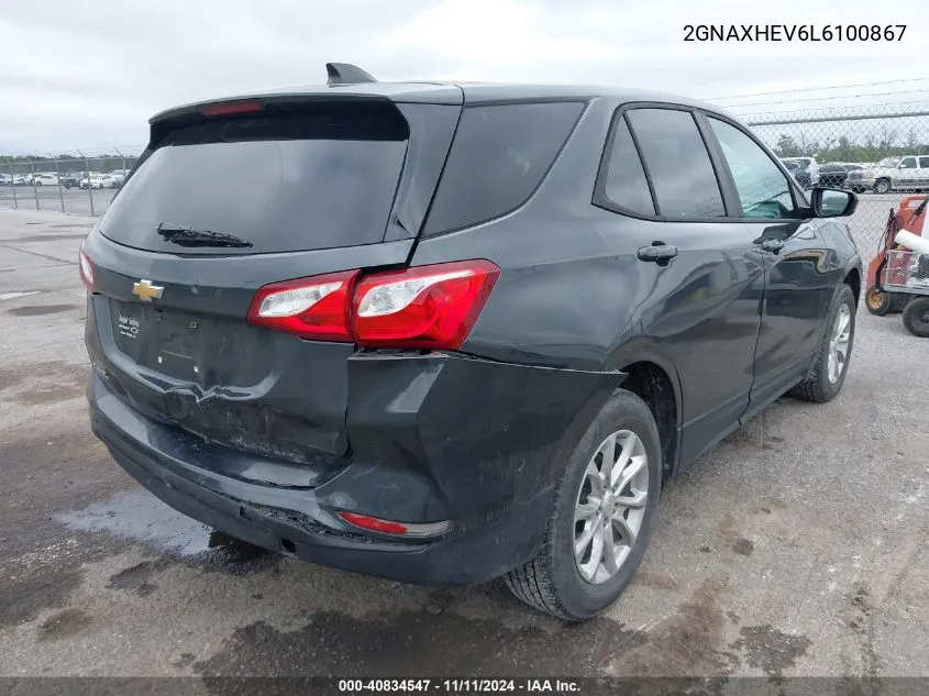 2020 Chevrolet Equinox Fwd Ls VIN: 2GNAXHEV6L6100867 Lot: 40834547