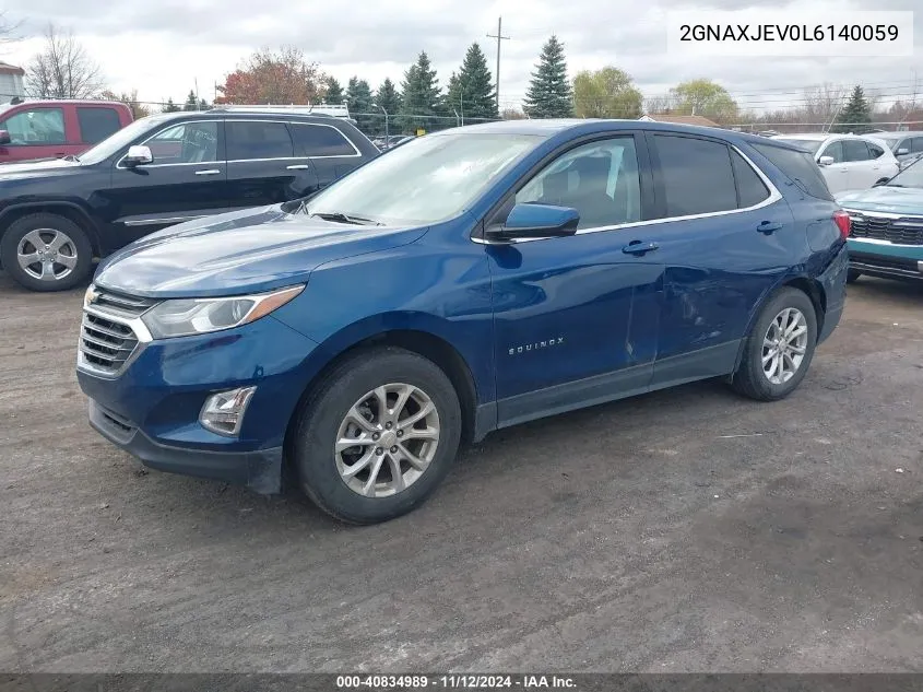 2020 Chevrolet Equinox Fwd 2Fl VIN: 2GNAXJEV0L6140059 Lot: 40834989