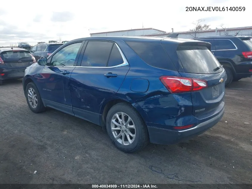 2020 Chevrolet Equinox Fwd 2Fl VIN: 2GNAXJEV0L6140059 Lot: 40834989