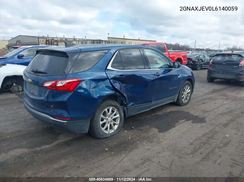 2020 Chevrolet Equinox Fwd 2Fl VIN: 2GNAXJEV0L6140059 Lot: 40834989