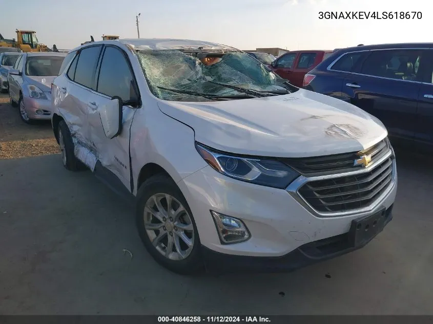 2020 Chevrolet Equinox Fwd Lt 1.5L Turbo VIN: 3GNAXKEV4LS618670 Lot: 40846258