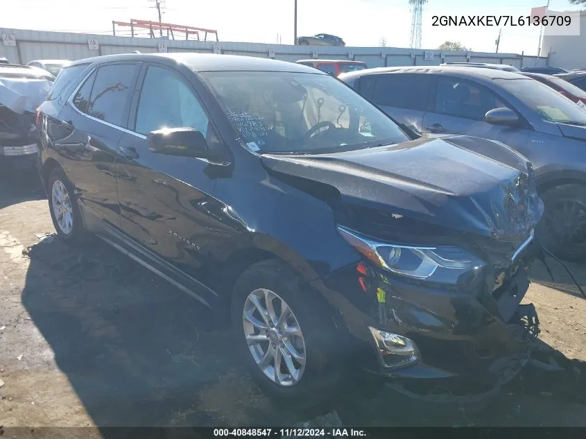 2020 Chevrolet Equinox Fwd Lt 1.5L Turbo VIN: 2GNAXKEV7L6136709 Lot: 40848547