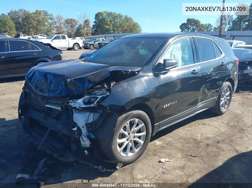 2020 Chevrolet Equinox Fwd Lt 1.5L Turbo VIN: 2GNAXKEV7L6136709 Lot: 40848547