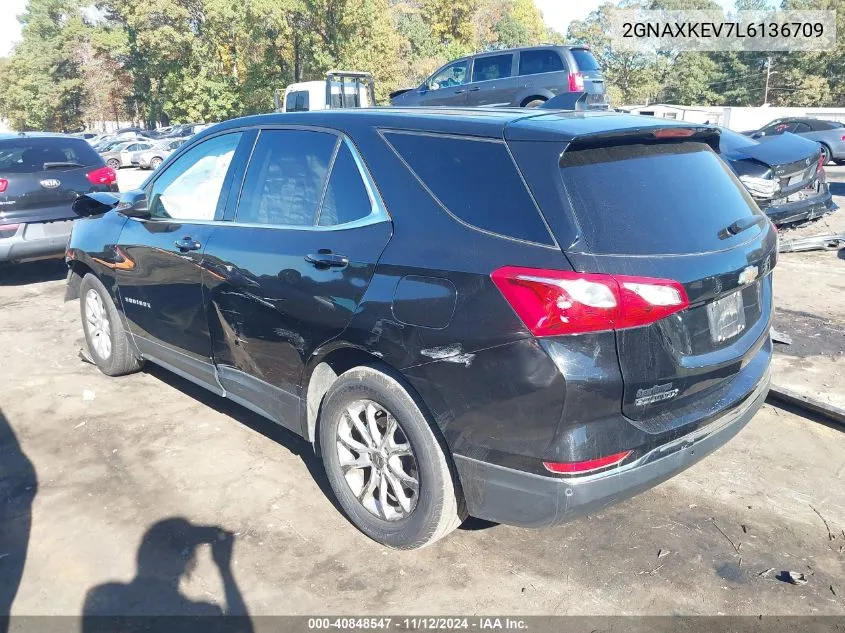 2020 Chevrolet Equinox Fwd Lt 1.5L Turbo VIN: 2GNAXKEV7L6136709 Lot: 40848547