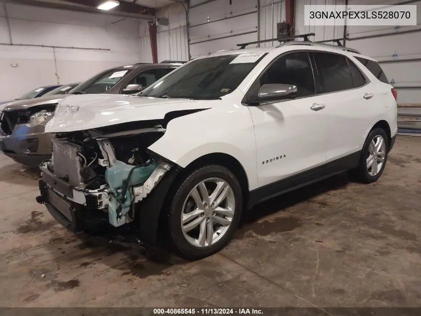 2020 Chevrolet Equinox Fwd Premier 2.0L Turbo VIN: 3GNAXPEX3LS528070 Lot: 40865545