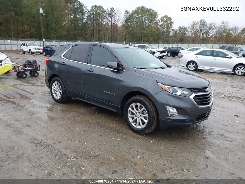 2020 Chevrolet Equinox Fwd Lt 1.5L Turbo VIN: 3GNAXKEV0LL332292 Lot: 40870264