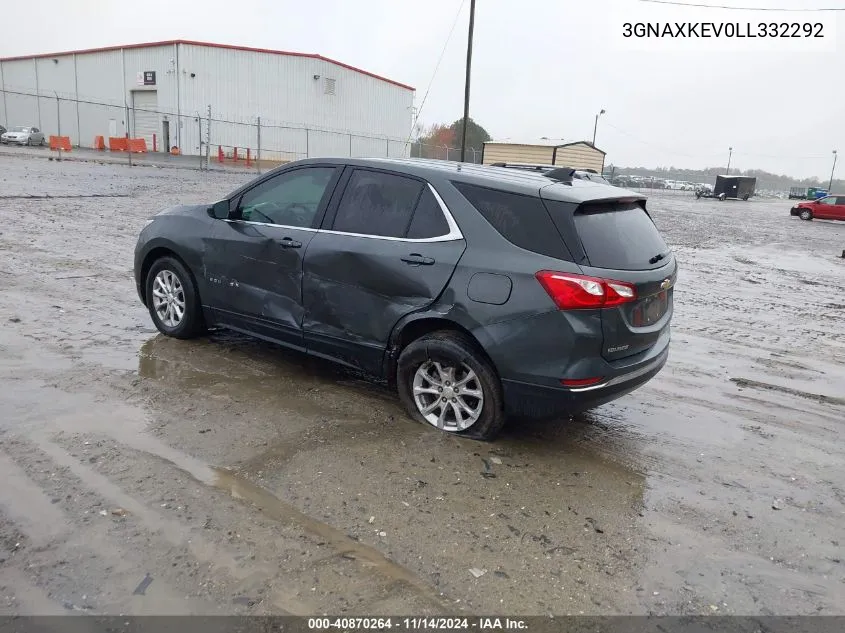 2020 Chevrolet Equinox Fwd Lt 1.5L Turbo VIN: 3GNAXKEV0LL332292 Lot: 40870264