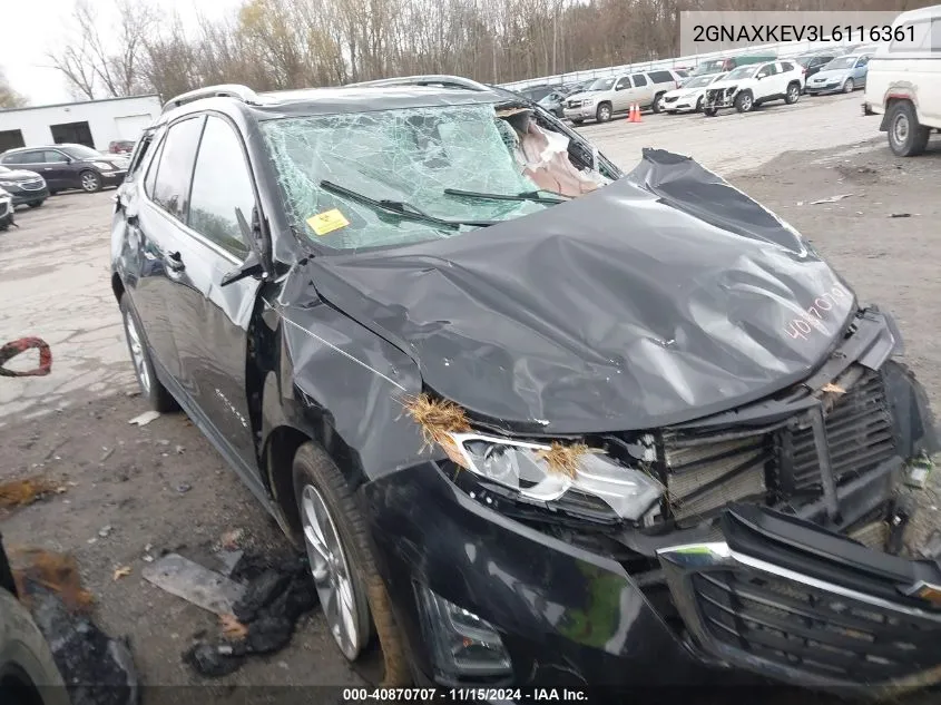 2020 Chevrolet Equinox Fwd Lt 1.5L Turbo VIN: 2GNAXKEV3L6116361 Lot: 40870707