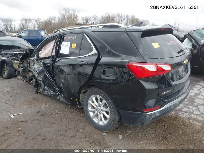 2020 Chevrolet Equinox Fwd Lt 1.5L Turbo VIN: 2GNAXKEV3L6116361 Lot: 40870707