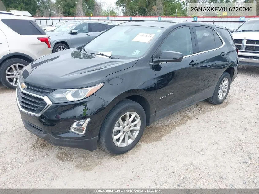 2020 Chevrolet Equinox Fwd Lt 1.5L Turbo VIN: 2GNAXKEV0L6220046 Lot: 40884599