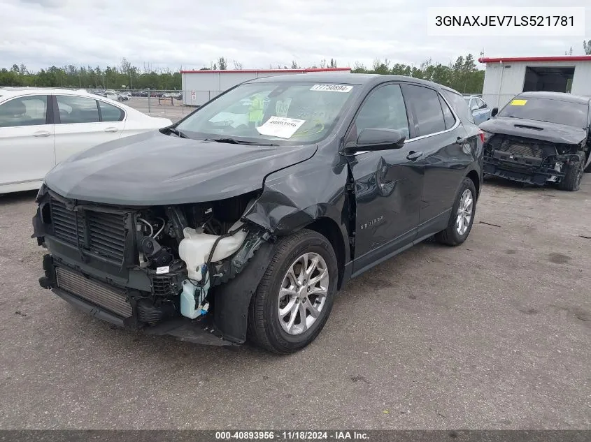 2020 Chevrolet Equinox Fwd 2Fl VIN: 3GNAXJEV7LS521781 Lot: 40893956