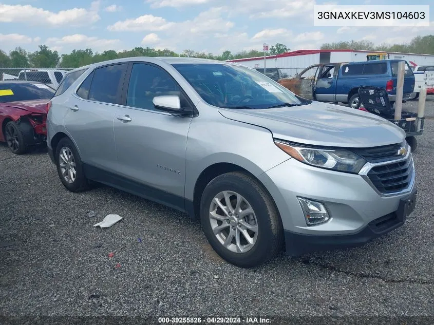 2021 Chevrolet Equinox Fwd Lt VIN: 3GNAXKEV3MS104603 Lot: 39255826