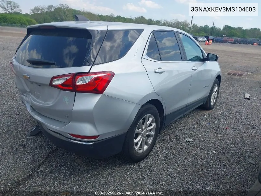 2021 Chevrolet Equinox Fwd Lt VIN: 3GNAXKEV3MS104603 Lot: 39255826