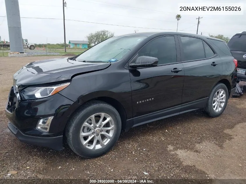 2021 Chevrolet Equinox Fwd Ls VIN: 2GNAXHEV2M6155026 Lot: 39303000