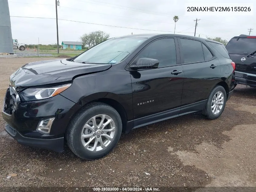 2021 Chevrolet Equinox Fwd Ls VIN: 2GNAXHEV2M6155026 Lot: 39303000