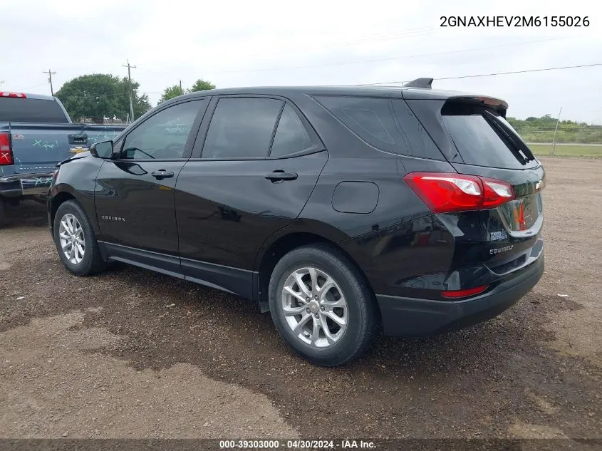 2021 Chevrolet Equinox Fwd Ls VIN: 2GNAXHEV2M6155026 Lot: 39303000