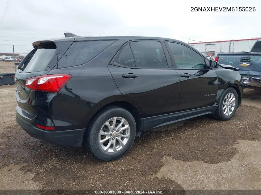 2021 Chevrolet Equinox Fwd Ls VIN: 2GNAXHEV2M6155026 Lot: 39303000